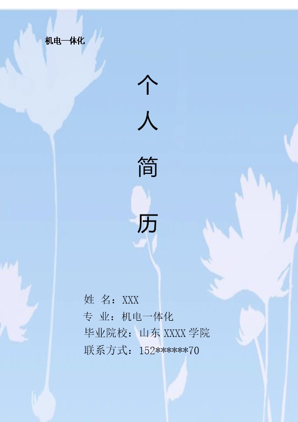6010_机电一体化相关专业对应岗位求职简历模板  - 教育培训简历模板